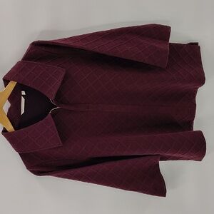 Soft Surroundings Zip Pullover Size PXL Gold Hardware Textured 3 Quarter Sleeve